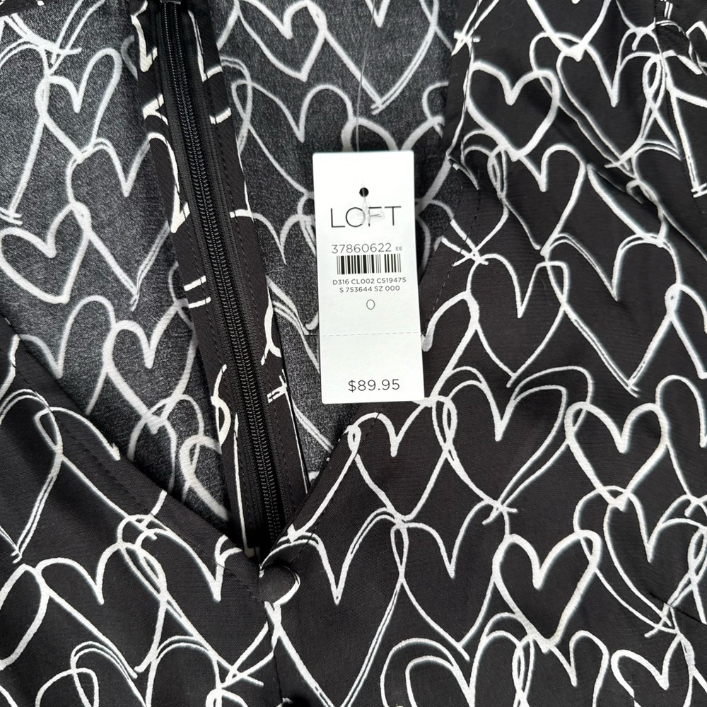 LOFT Black Dress with White Heart Design